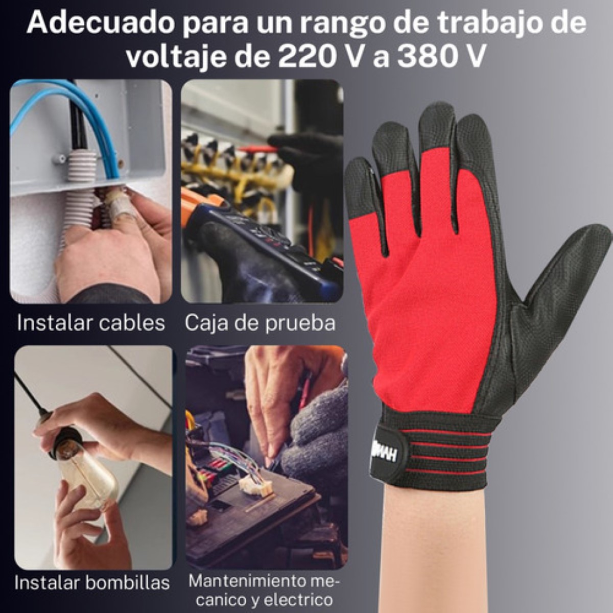 Guantes 1 Par De Guantes Aislantes Eléctricos De Alto Voltaje Negro/Rojo talla S