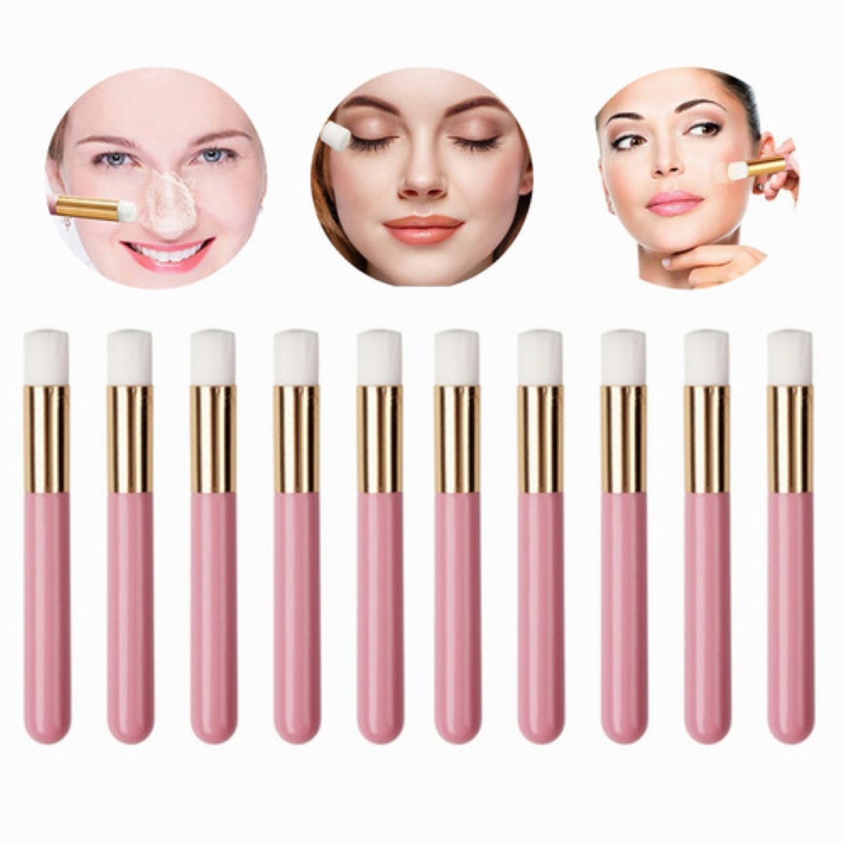 10 Pzs Brochas Para Limpiar Pestañas De Mink Rosado