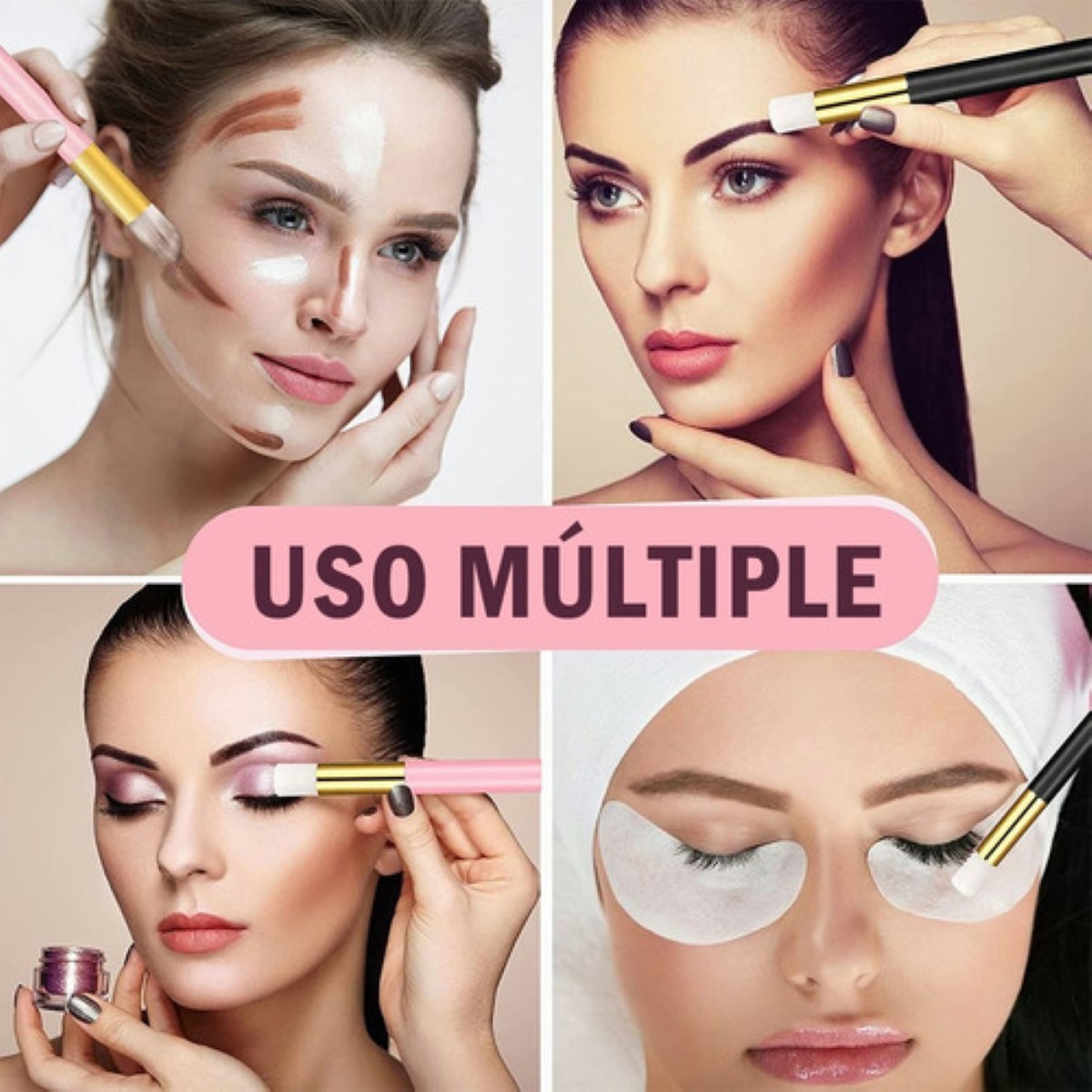 10 Pzs Brochas Para Limpiar Pestañas De Mink Rosado