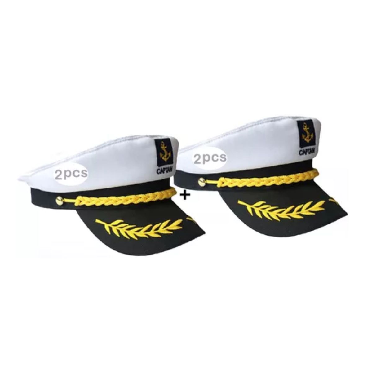 2 Sombrero Ajustable Capitan Marinero Gorro Gorra Yate BLANCO