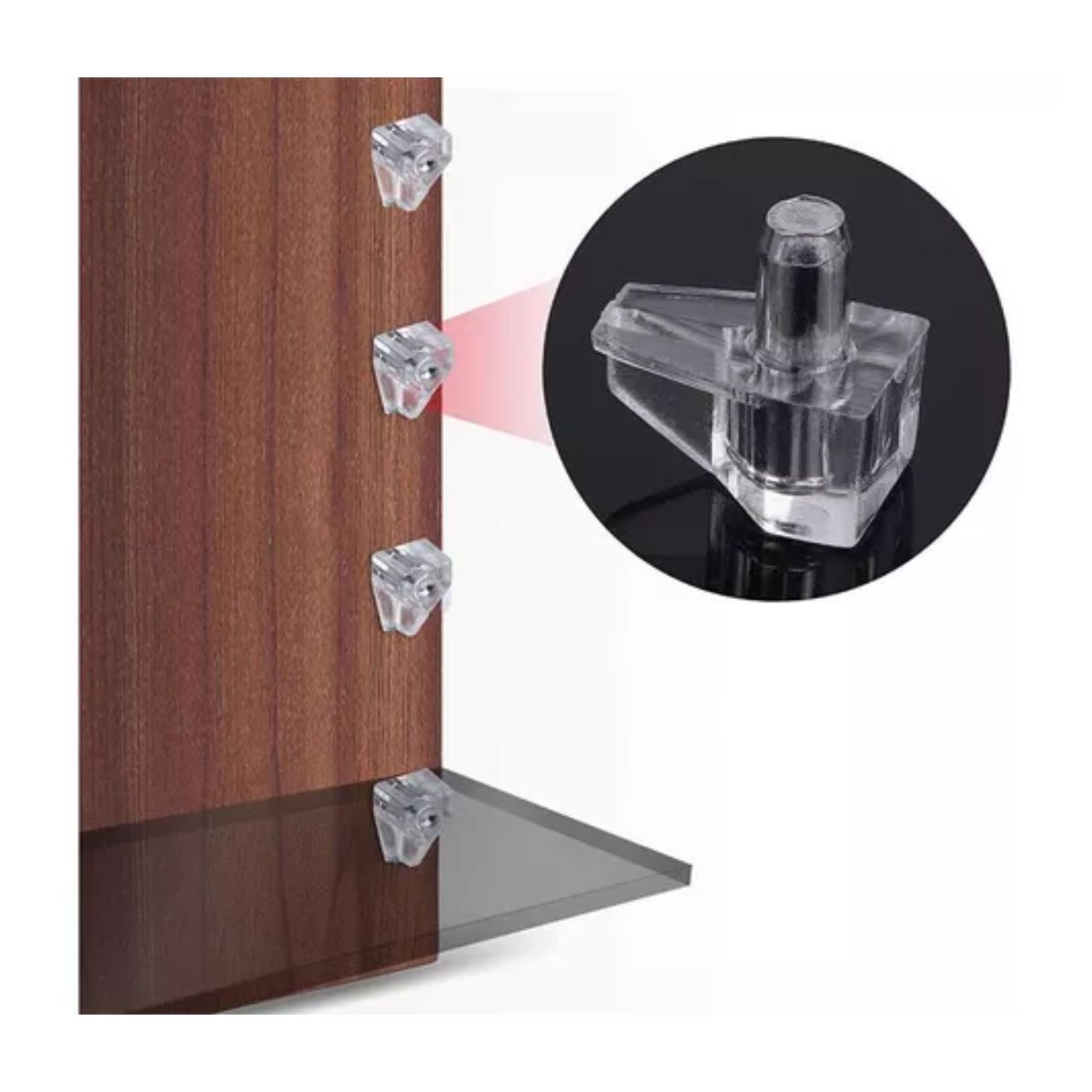 Soporte Sostén Para Entrepaño Transparente Con Perno 200 Pz TRANSPARENTE