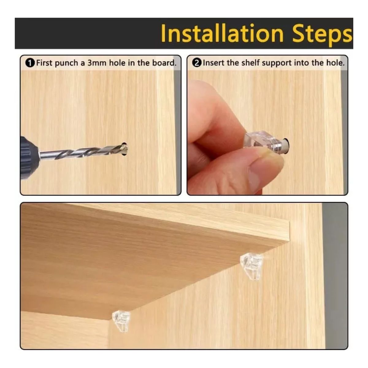 Soporte Sostén Para Entrepaño Transparente Con Perno 200 Pz TRANSPARENTE