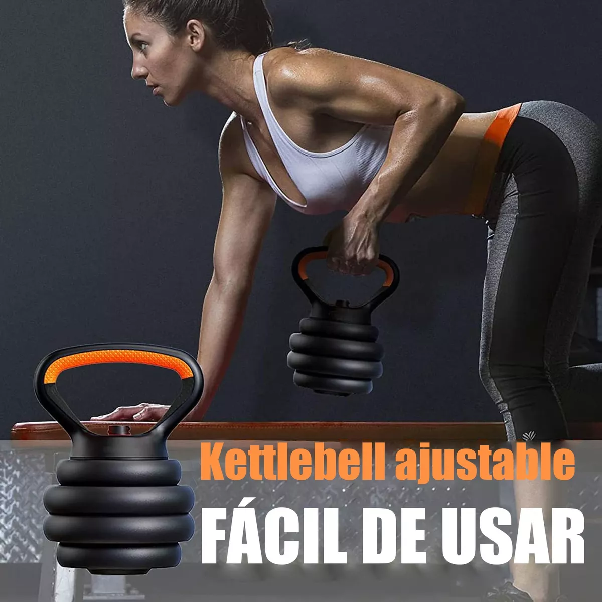 Kit Ejercicio Pesas Cuerda Color Negro/Naranja