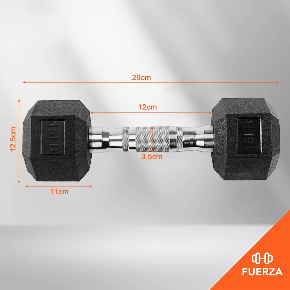 Mancuerna Pesa Gimnasio Hexagonal Caucho De 15 Lb 2 Pzc 13kg