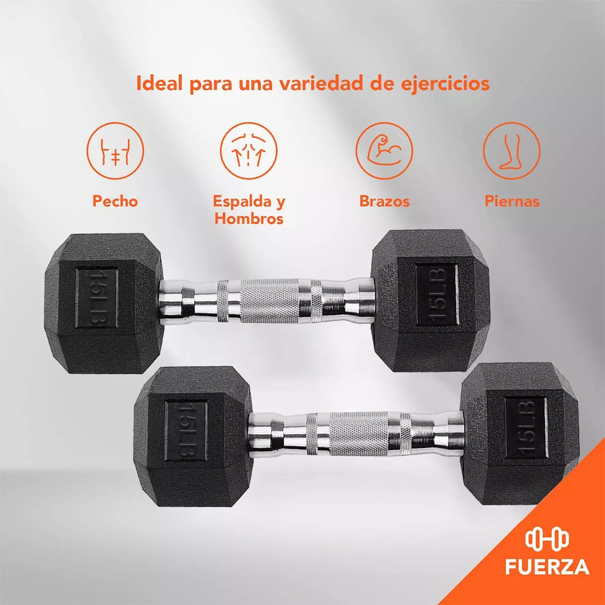 Mancuerna Pesa Gimnasio Hexagonal Caucho De 15 Lb 2 Pzc 13kg