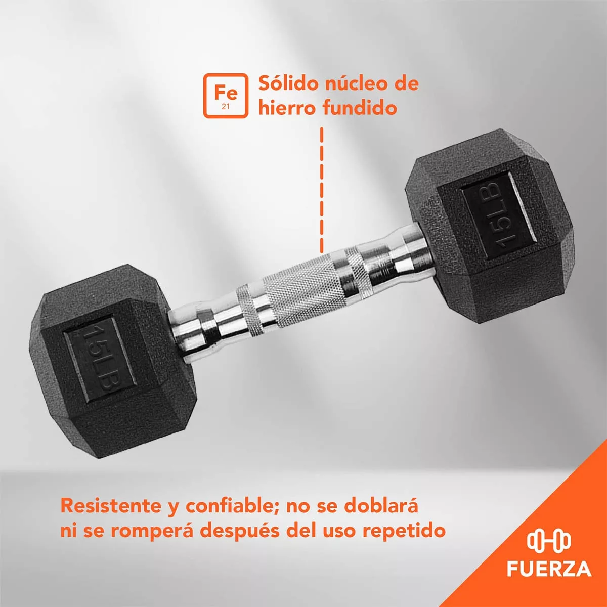 Mancuerna Pesa Gimnasio Hexagonal Caucho De 15 Lb 2 Pzc 13kg