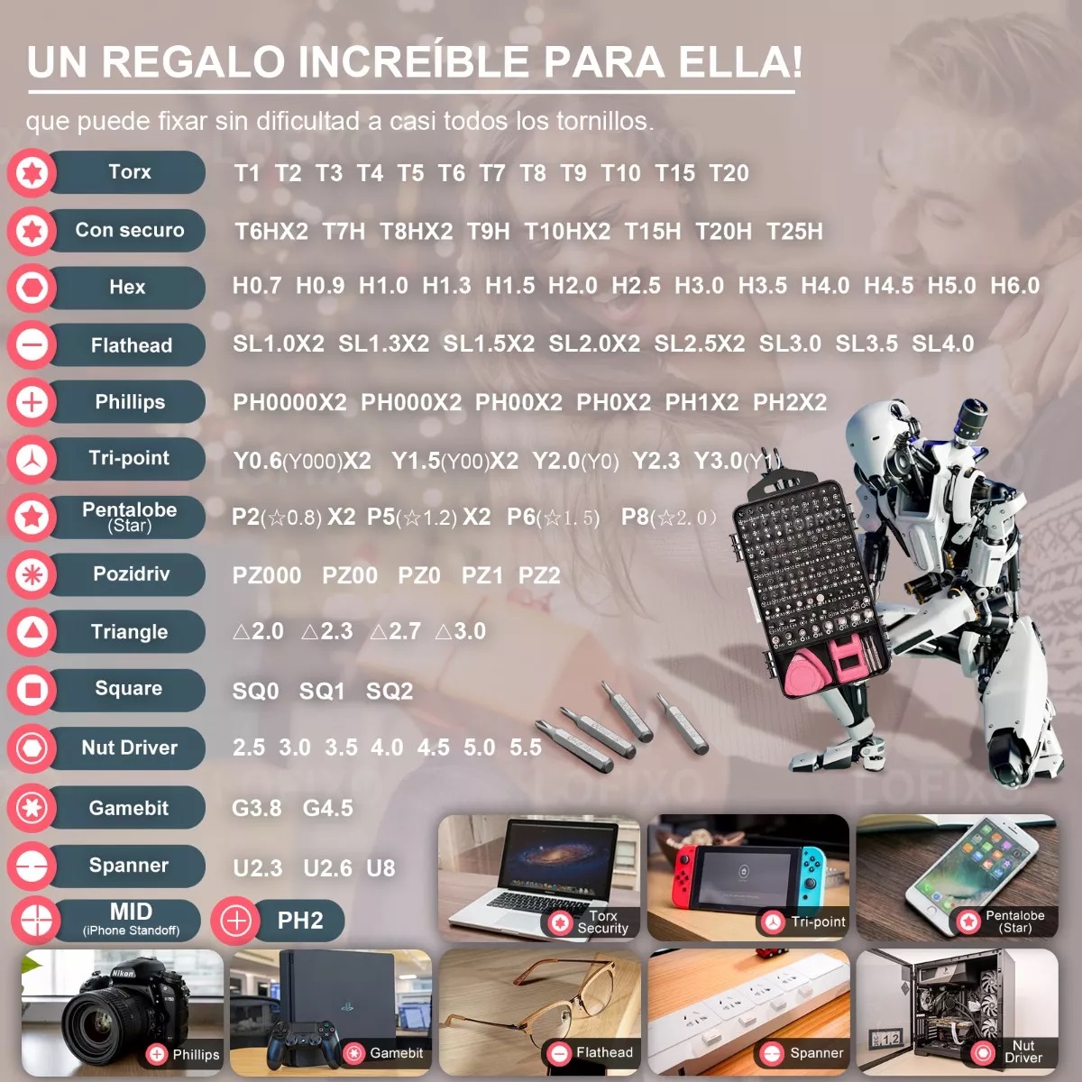 Juego Desarmador Torx Estrella Kit De Desarmadores Celulares Rosa