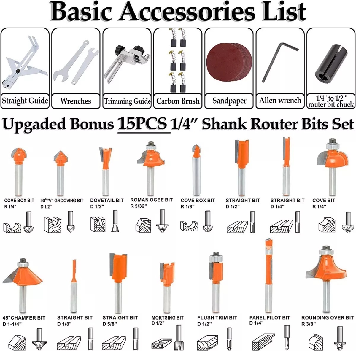 Router Madera Recortadora Rebajadora 800w +15 Brocas Carburo