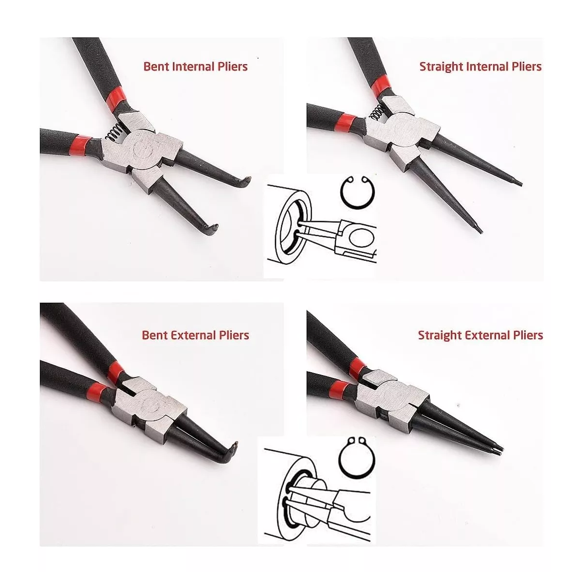 Kit Pinzas Para Seguros De Anillo | 180 Mm | 4pz |acero