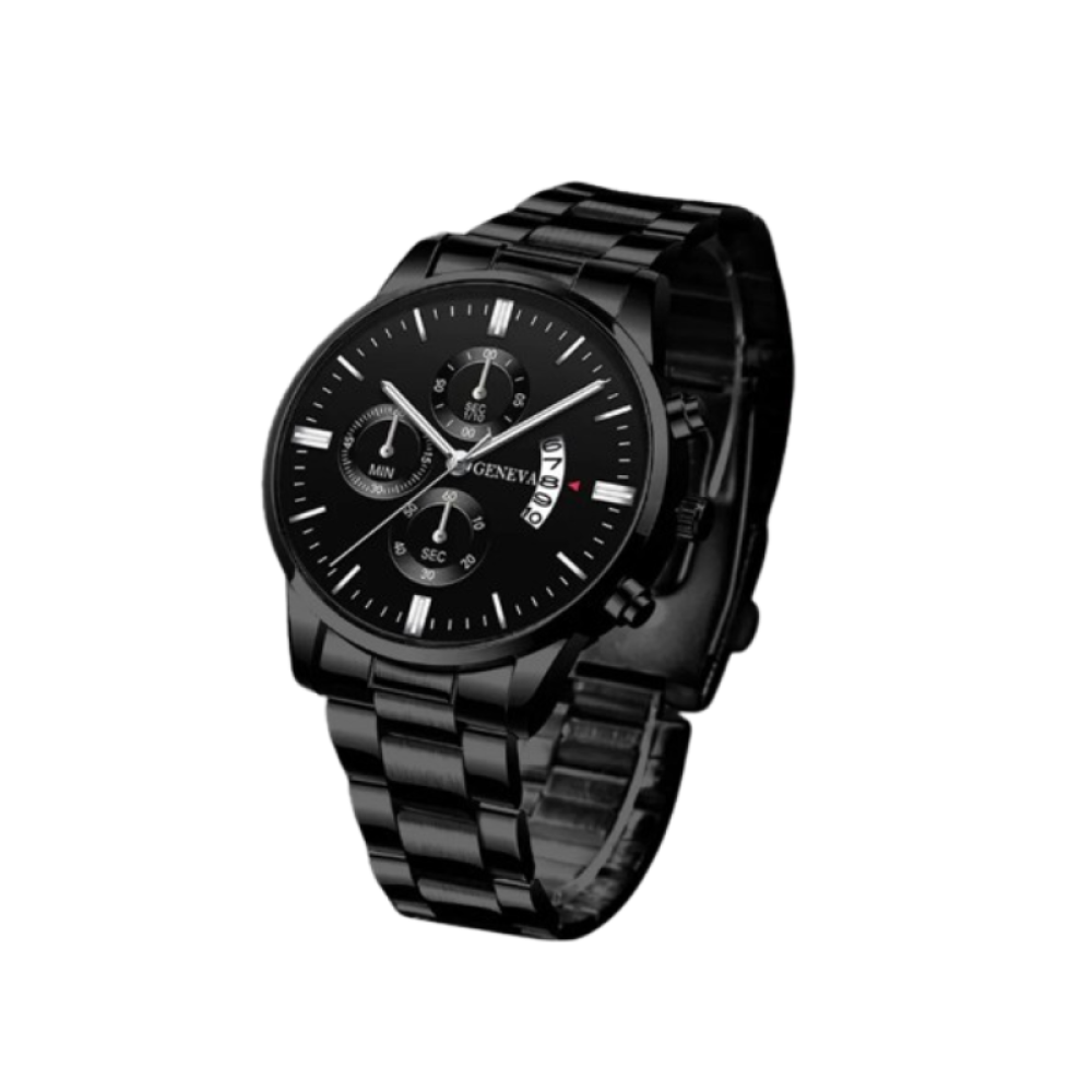 Reloj Geneva Black Silver Dial 4.1 Caballero Moderno Elegante