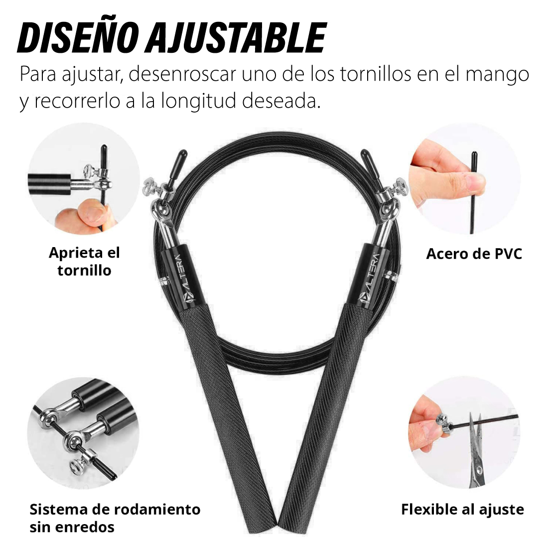 Cuerda para Saltar Aluminio Crossfit Ajustable 3m | Cuerda de Salto Funcional para Crossfit, Fitness, Box