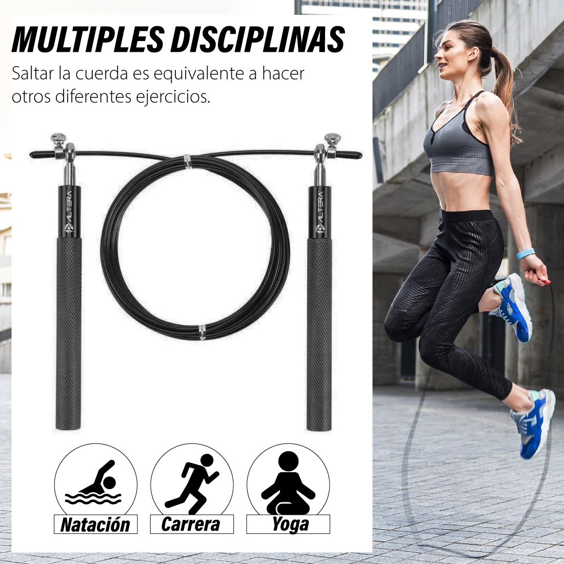 Cuerda para Saltar Aluminio Crossfit Ajustable 3m | Cuerda de Salto Funcional para Crossfit, Fitness, Box