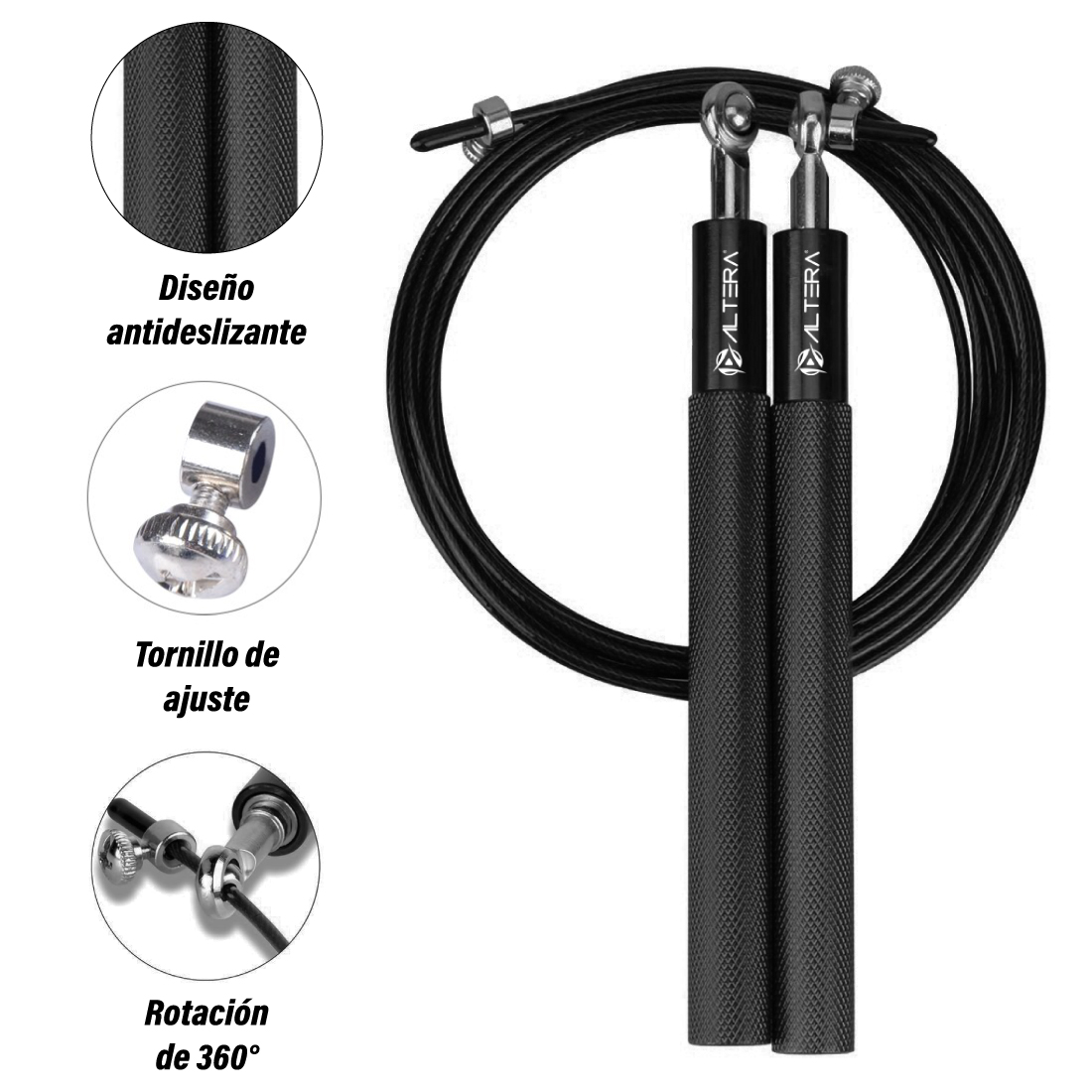 Cuerda para Saltar Aluminio Crossfit Ajustable 3m | Cuerda de Salto Funcional para Crossfit, Fitness, Box