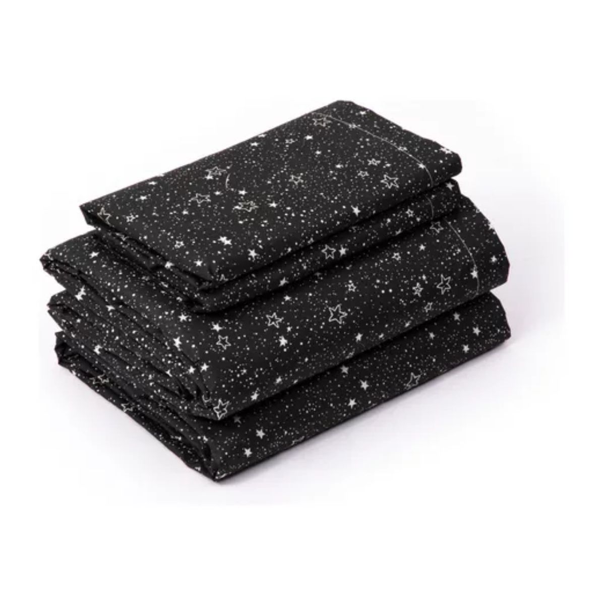 Sábanas Matrimoniales Microfibra Estampado Color Prada negro estreellas blancas