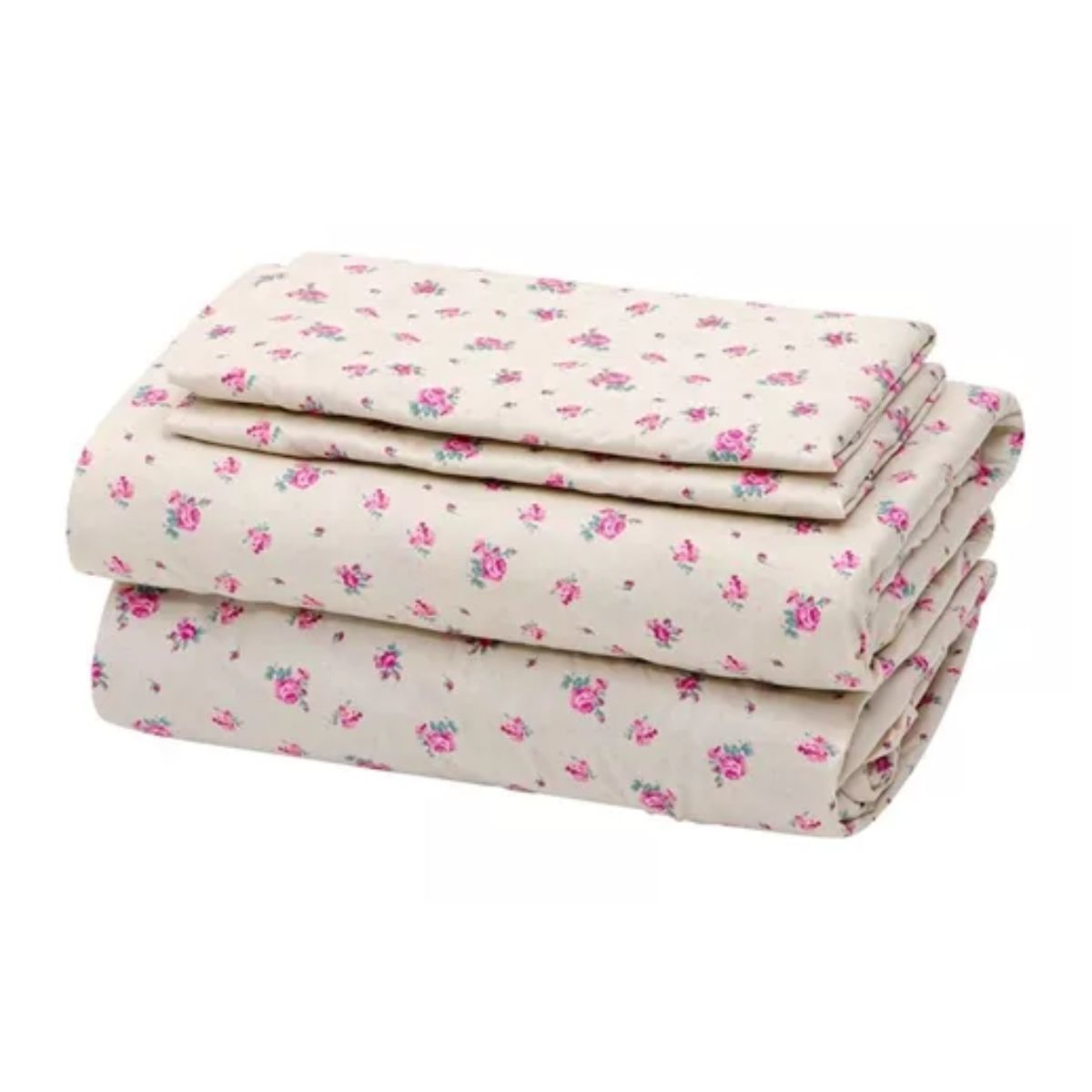 Sábanas Matrimoniales Microfibra Estampado Color Vintage beigue flores pequeñas rosas