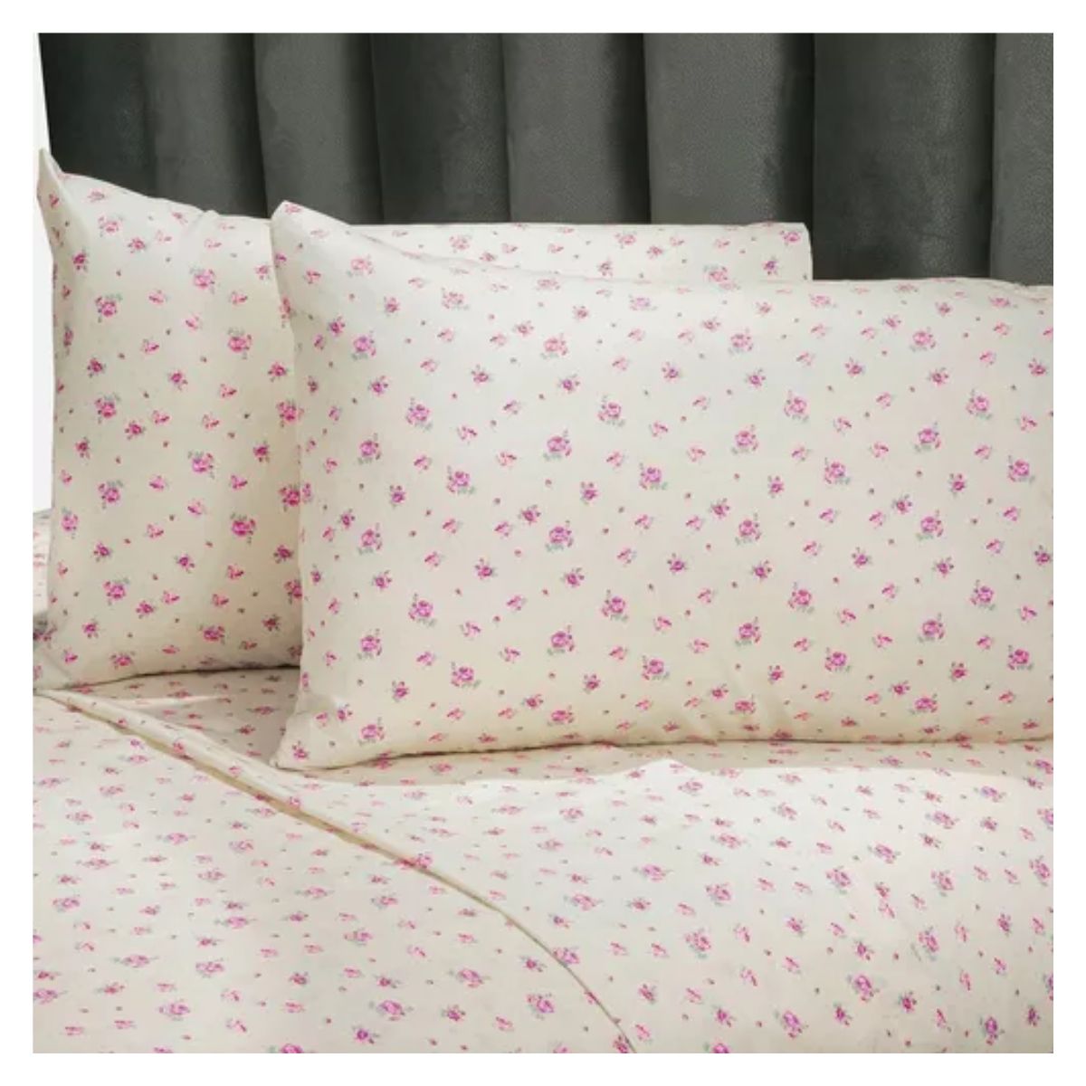 Sábanas Matrimoniales Microfibra Estampado Color Vintage beigue flores pequeñas rosas