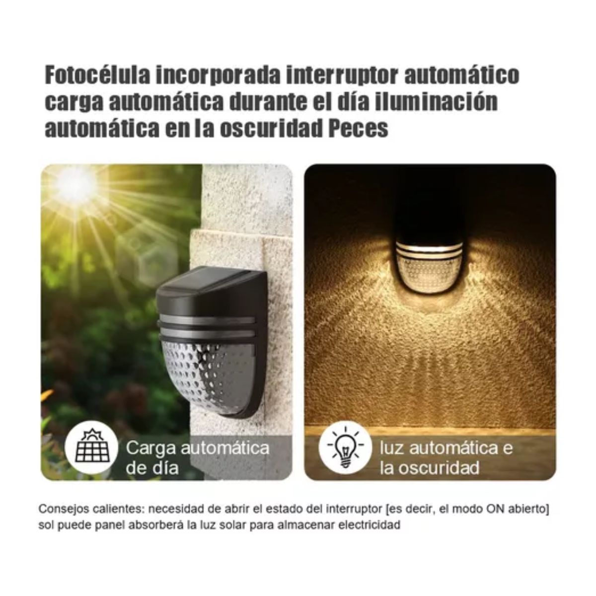 Lampara Solar Exterior Lampara Para Jardin Led Con Sensor negro