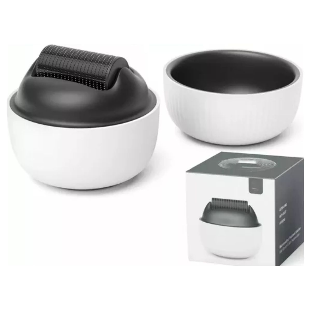 0.5mm 1200 Microagujas Dermaroller Hair Roller Barba Cabello NEGRO/BLANCO