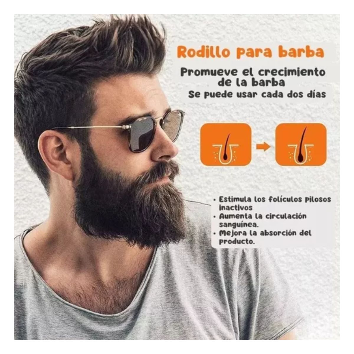 0.5mm 1200 Microagujas Dermaroller Hair Roller Barba Cabello NEGRO/BLANCO