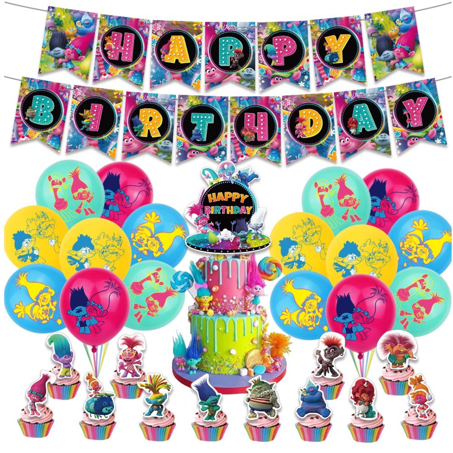 Globos De Cumpleaños Decoración Kit De Fiesta Trolls