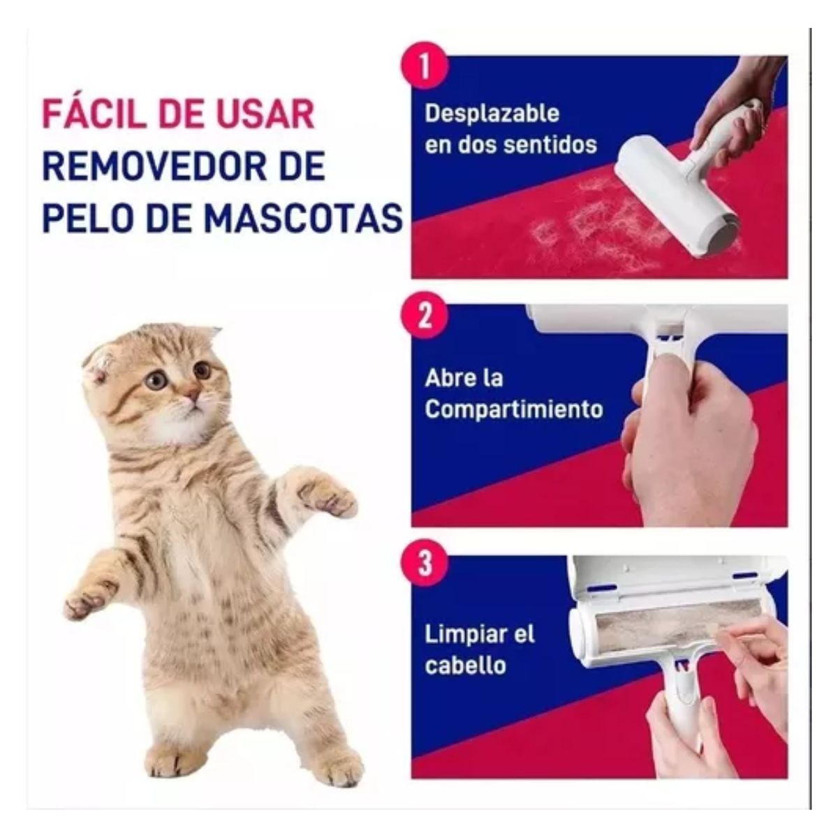 Rodillo Quita Pelusa Pelo Removedor Mascota Alfombra Muebles BLANCO