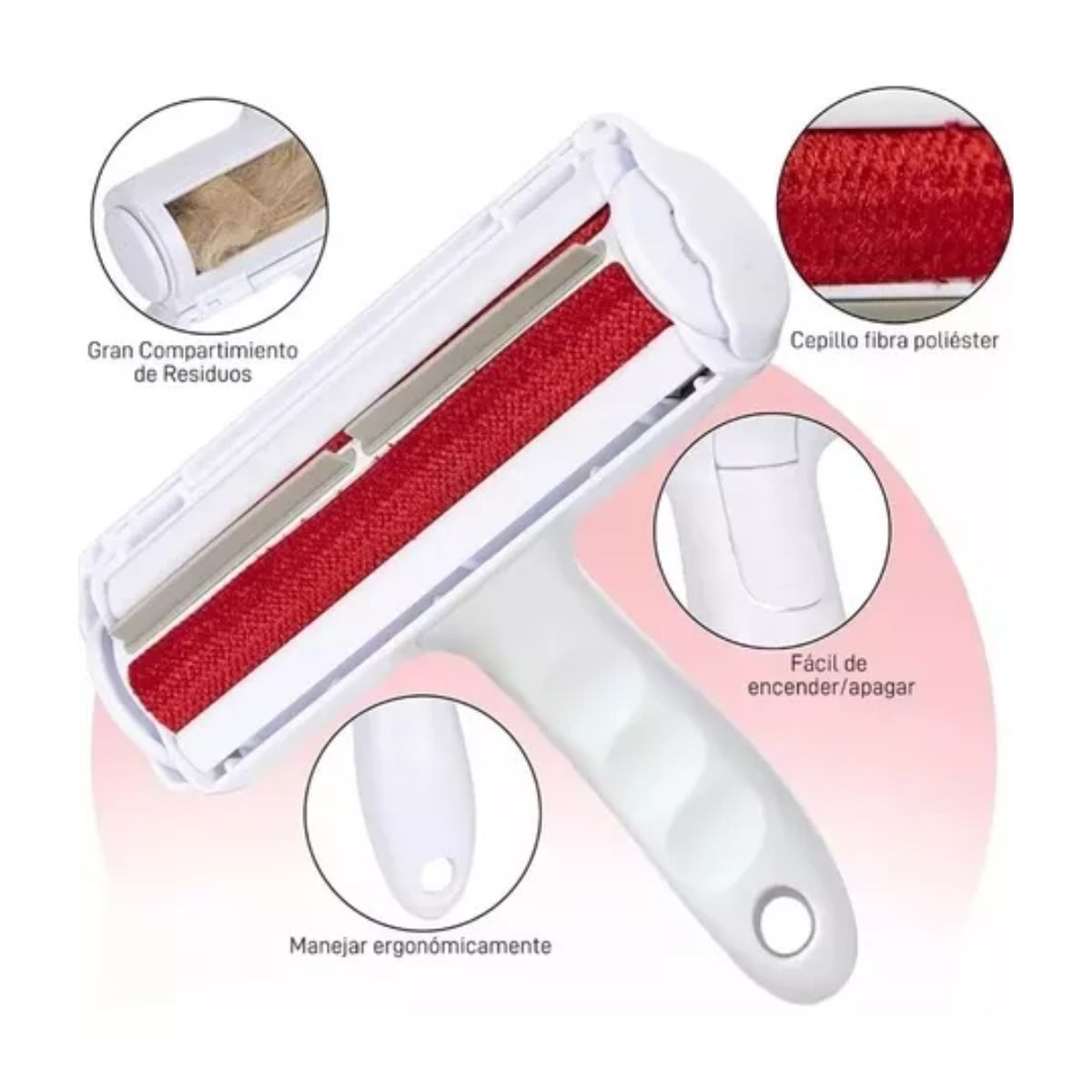 Rodillo Quita Pelusa Pelo Removedor Mascota Alfombra Muebles BLANCO