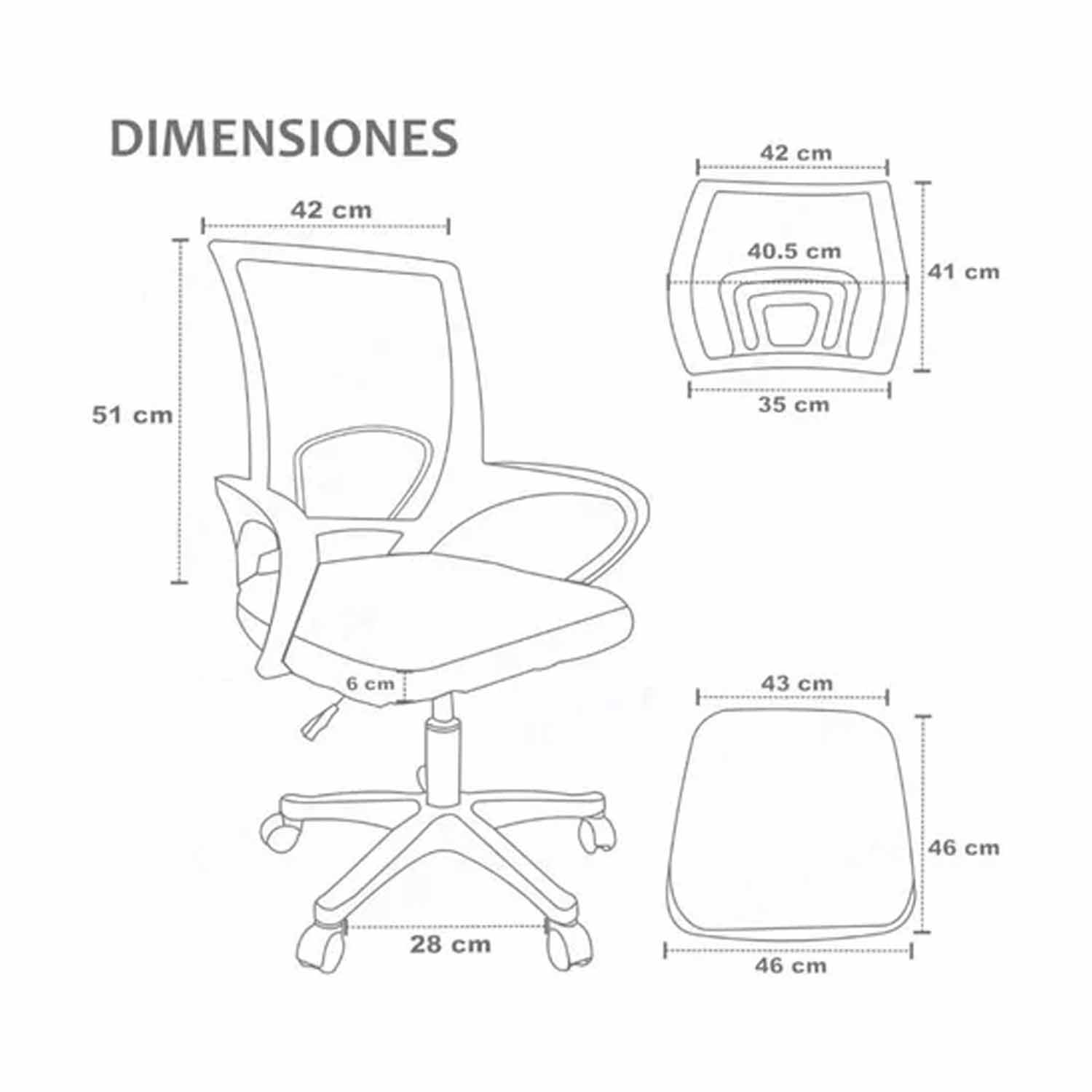 Silla de Oficina Ejecutiva Ergonómica Negra Respaldo Malla Giratoria tipo BYTEK Compraymas 