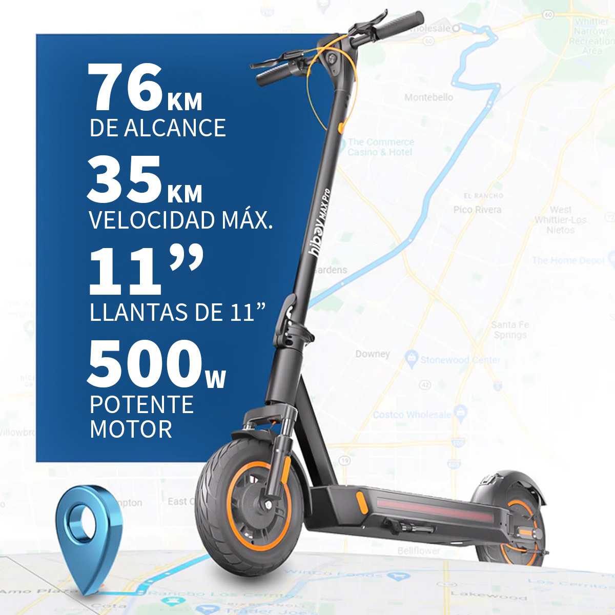 Scooter Eléctrico Hiboy Max Pro Máx. 35km/h 500w Color Negro