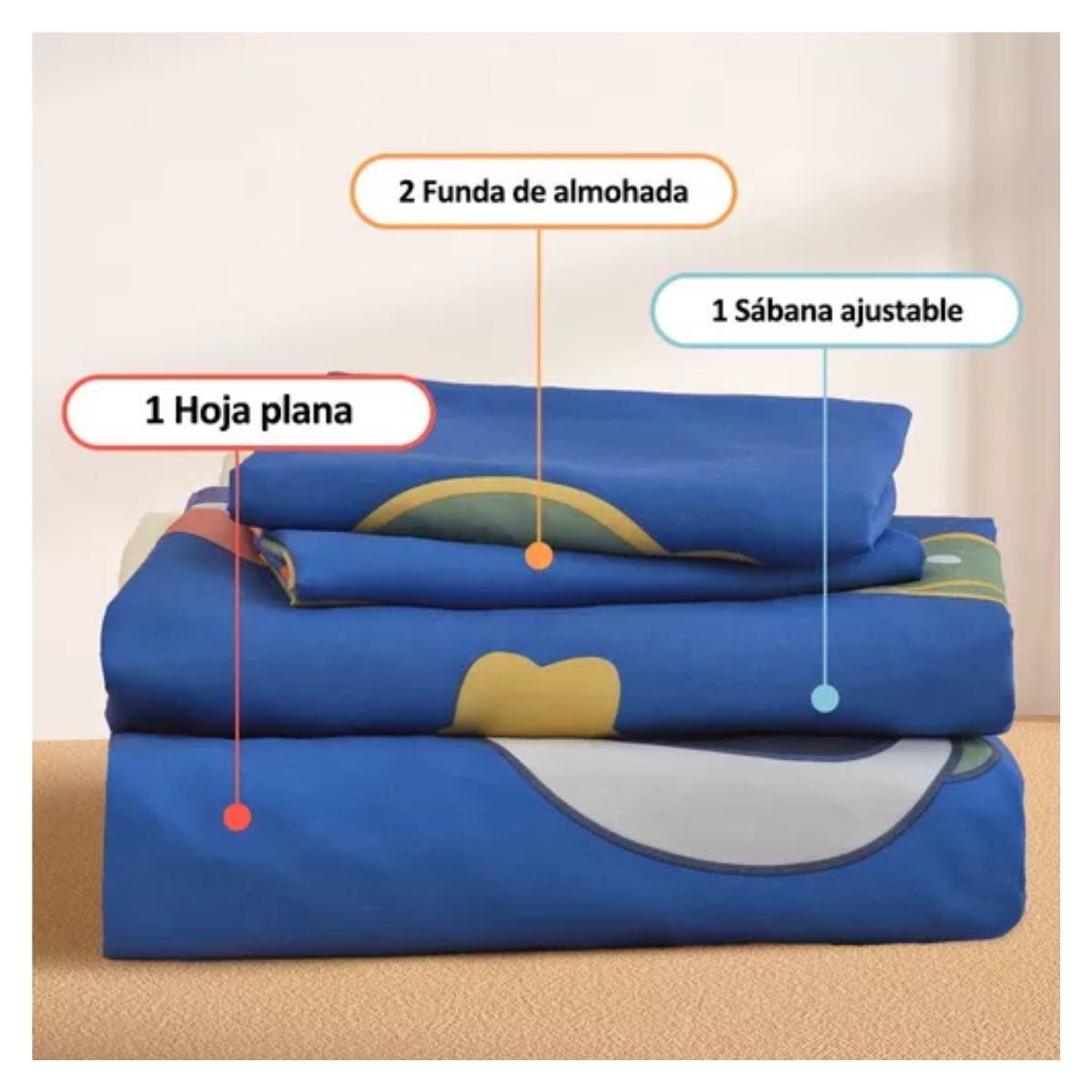 Juego De Sábanas Nino Matrimonial 4pz Ultrasuave Anti-ácaros Color azul-astronauta