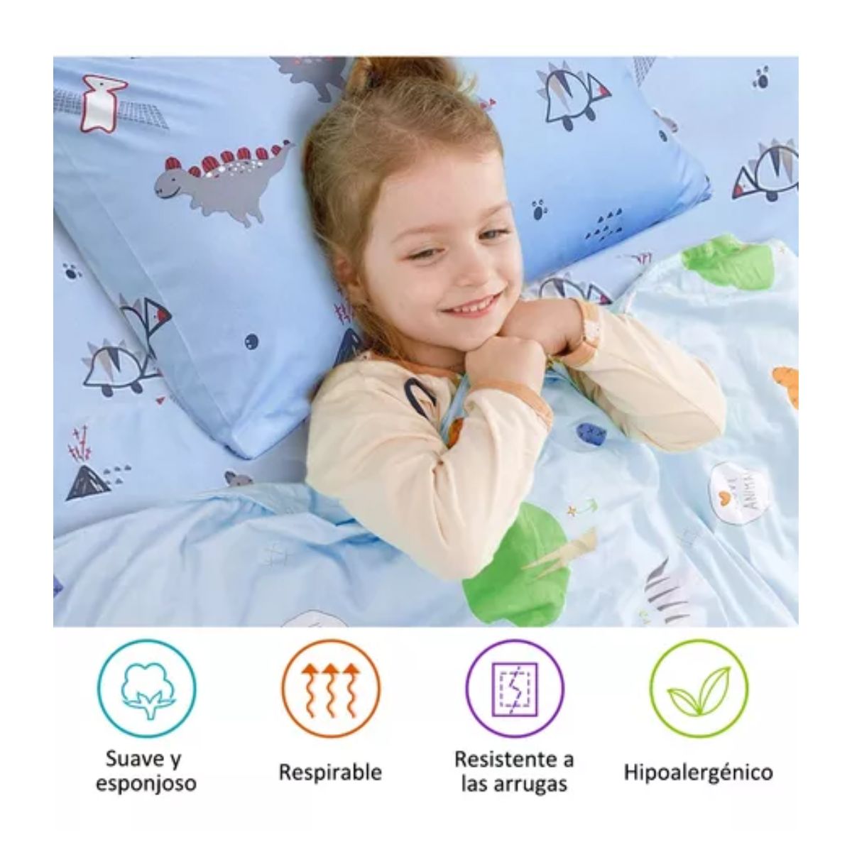 Juego De Sábanas Nino Matrimonial 4pz Ultrasuave Anti-ácaros Color Azul acero
