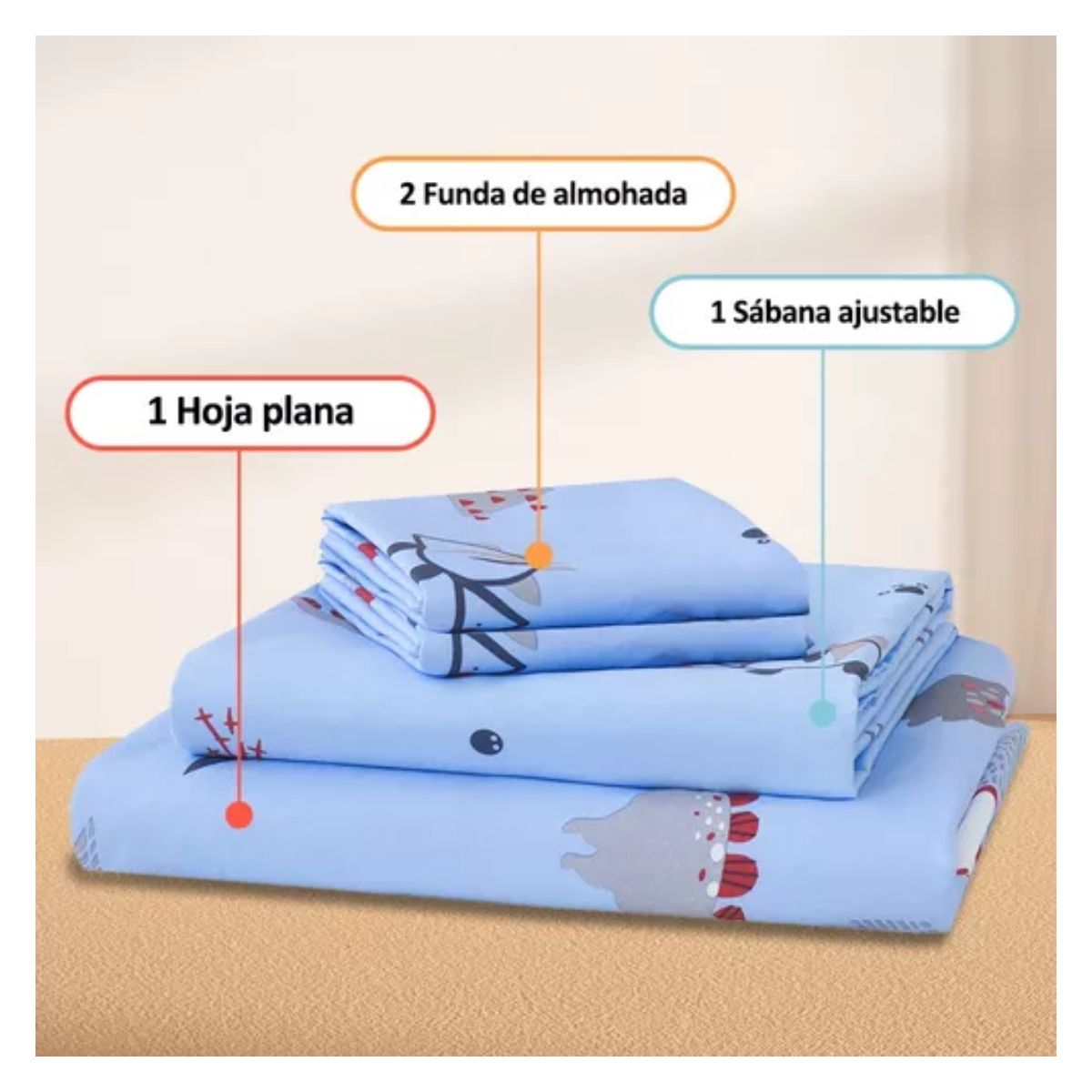 Juego De Sábanas Nino Matrimonial 4pz Ultrasuave Anti-ácaros Color Azul acero