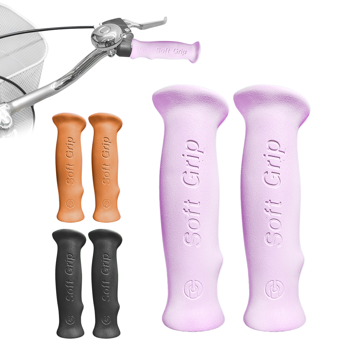 Puños Bicicleta Vintage Ergonómicos Hule 125mm Rosa.