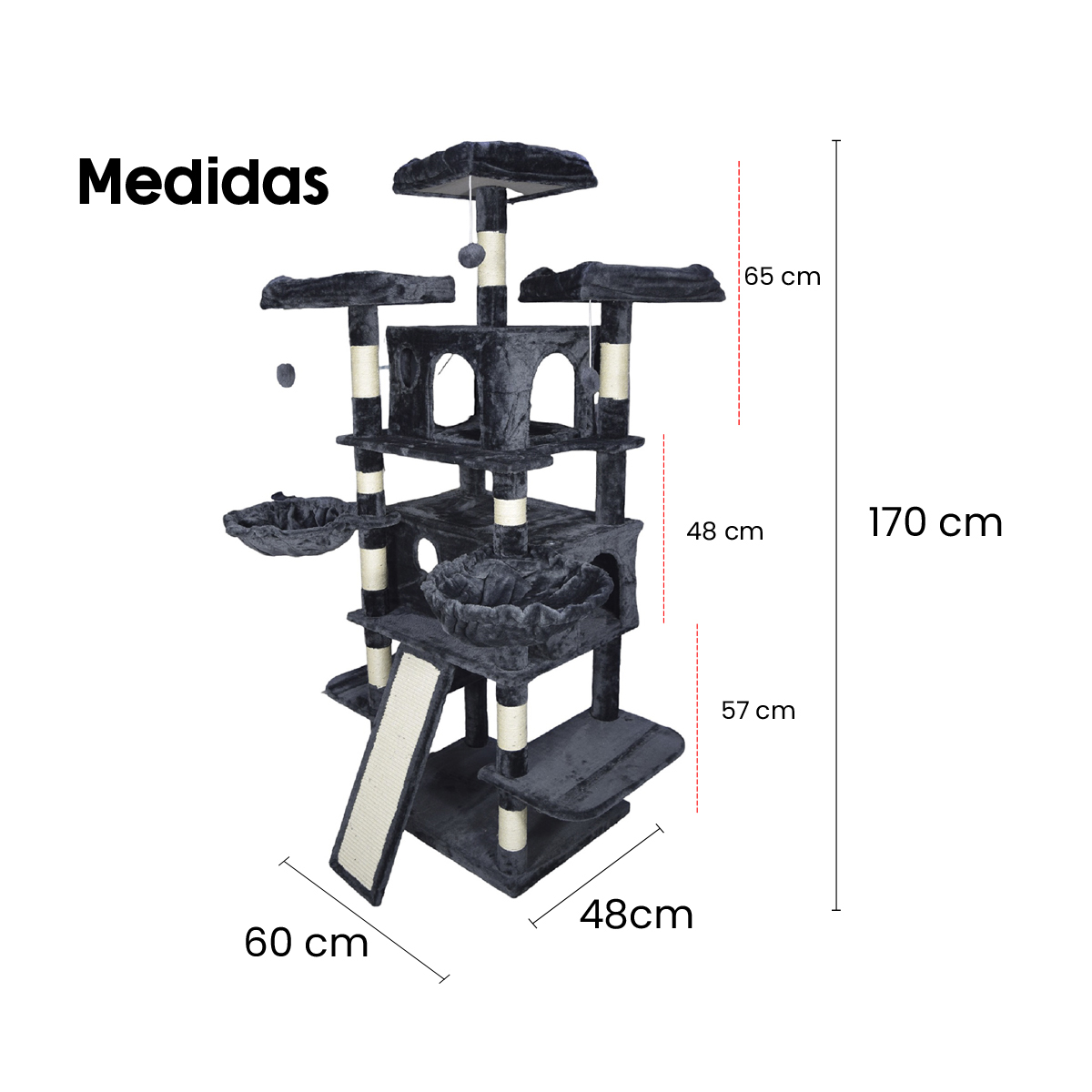 Árbol Rascador para Gatos Varios Niveles.