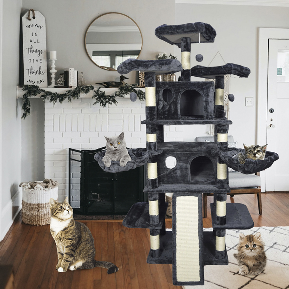 Árbol Rascador para Gatos Varios Niveles.