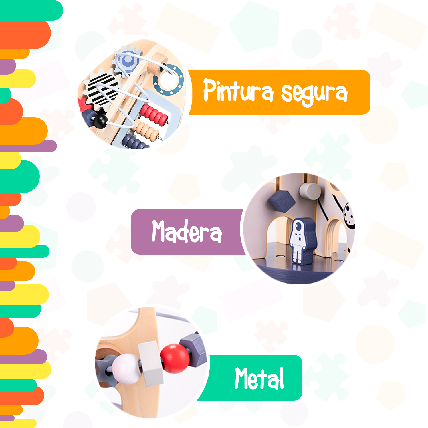 Cubo de Actividades de Juguetes de Madera, Juguetes temáticos espaciales para niños pequeños de 1 a 3 años, Cubo de Cohete de Juguete Montessori para bebé, Laberinto de Cuentas