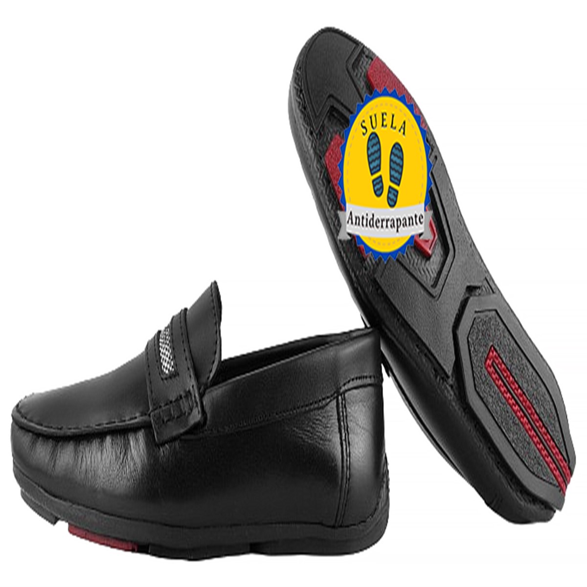 Zapato Niño Mocasín Cómodo 100% Piel Moda Negro 3103-n.