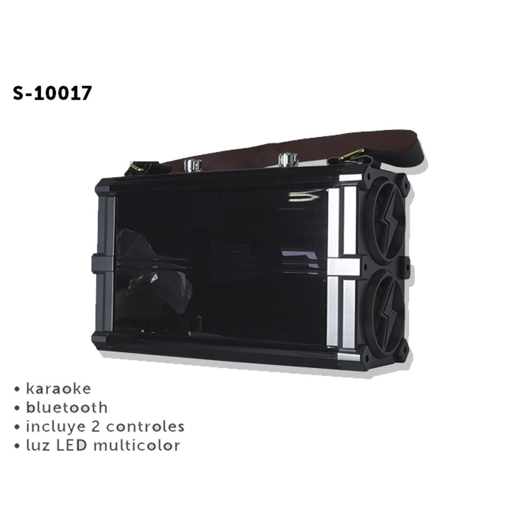 Bocina Bluetooth Karaoke Portátil Luz Led Multicolor 2 Micrófonos