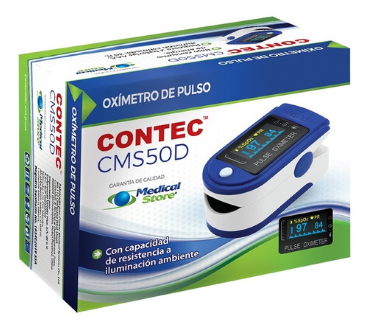 Oximetro De Pulso De Dedo Adulto Pediatrico Digital Portatil Azul y blanco