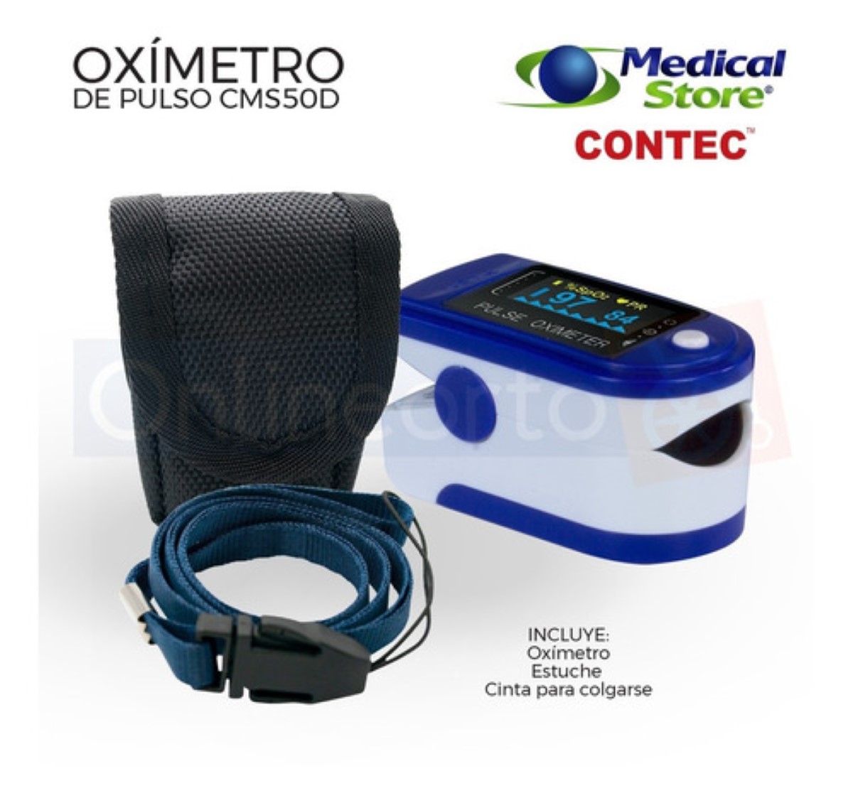 Oximetro De Pulso De Dedo Adulto Pediatrico Digital Portatil Azul y blanco