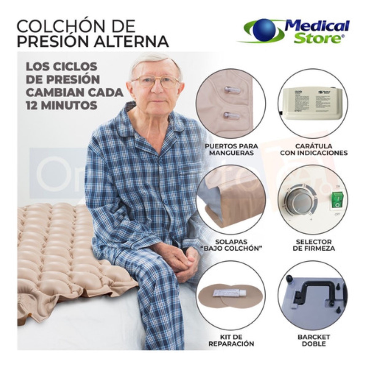 Colchon De Aire Presion Alterna Antiescaras Blanco