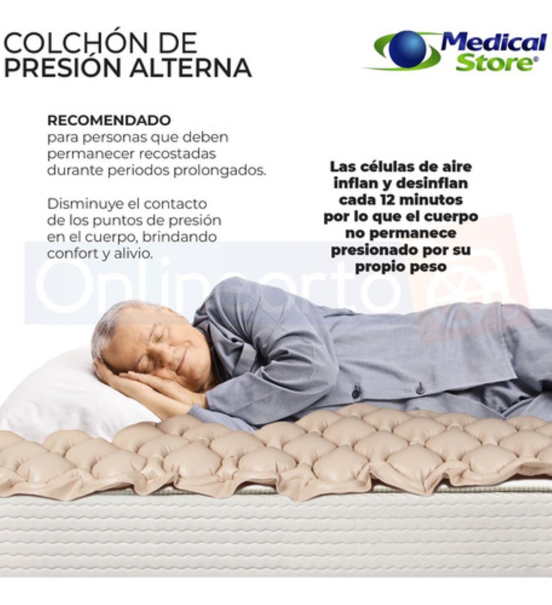 Colchon De Aire Presion Alterna Antiescaras Blanco