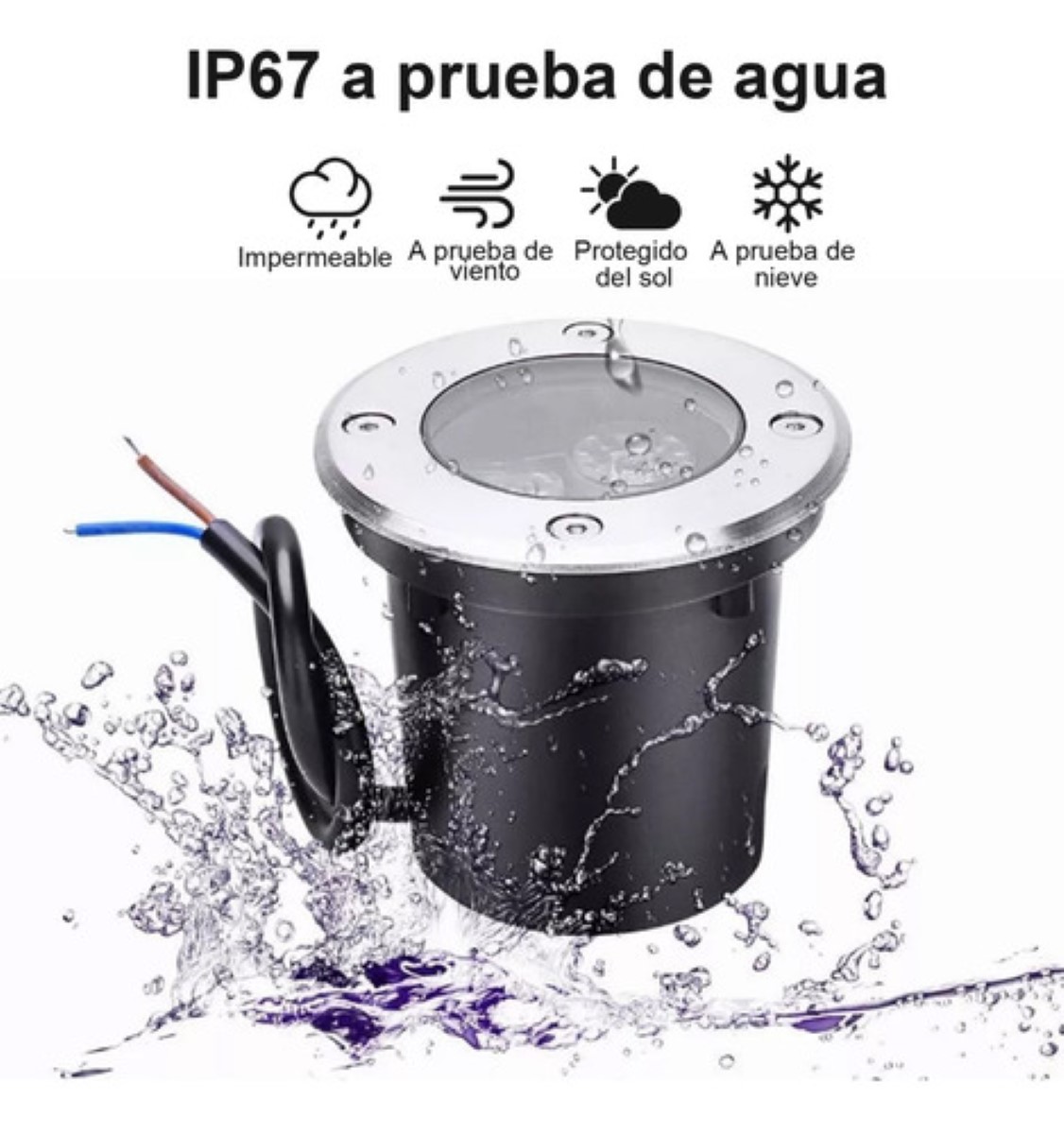 Lamparas Spot Empotrable Para Piso Exterior Led Impermeable NEGRO