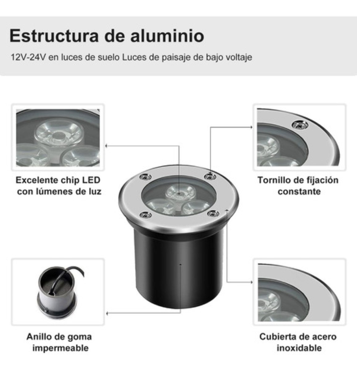 Lamparas Spot Empotrable Para Piso Exterior Led Impermeable NEGRO