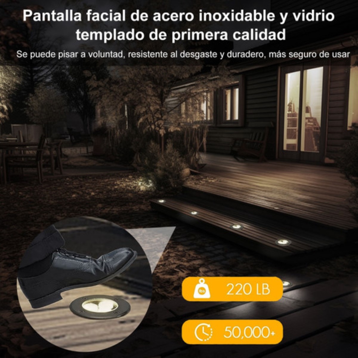 Lamparas Spot Empotrable Para Piso Exterior Led Impermeable NEGRO