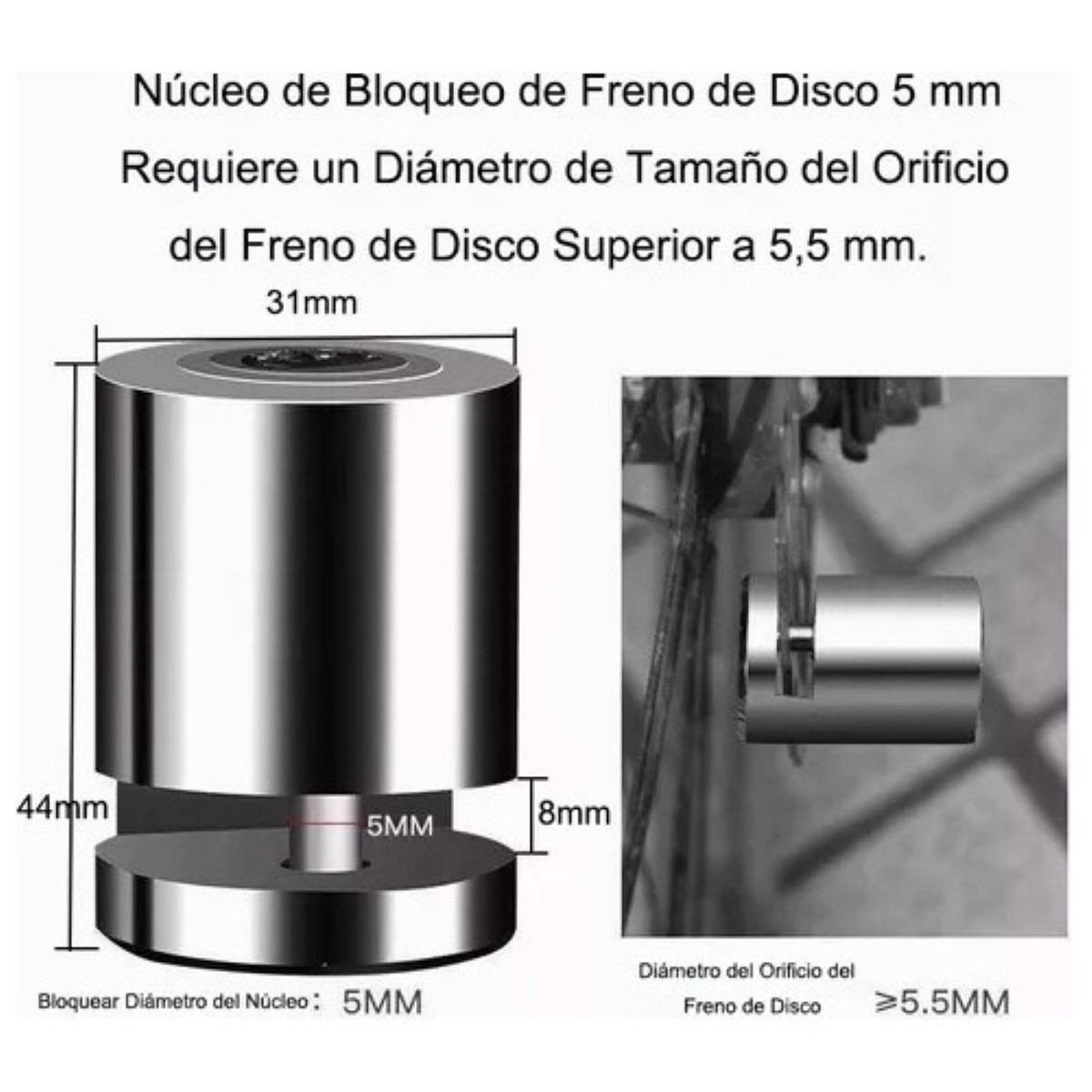 Bloqueo De Freno De Disco De Motocicleta Candado Universal gris