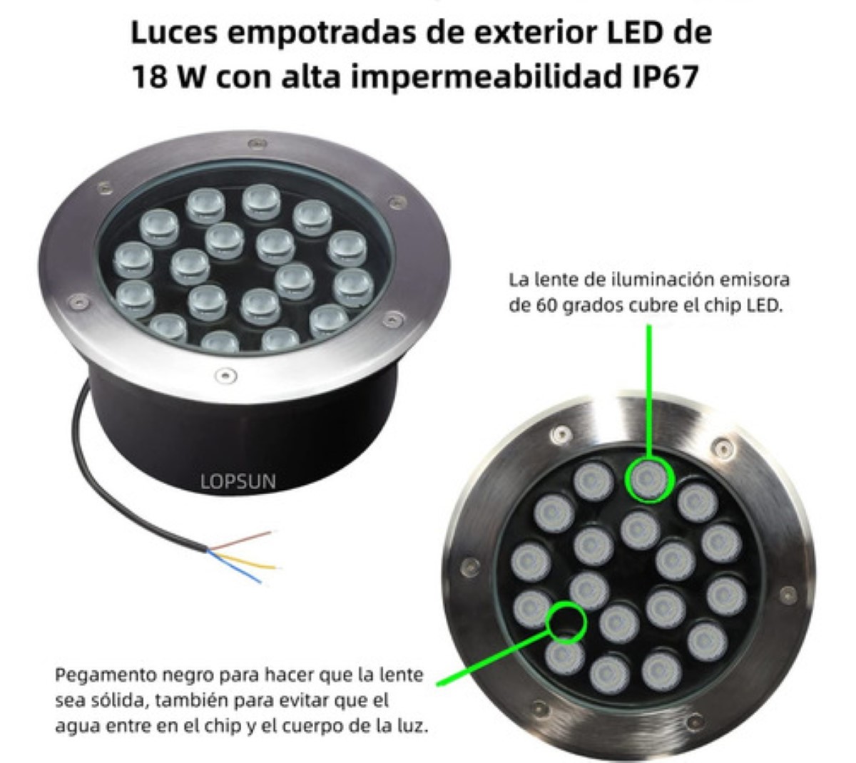4 Lámpara Empotrada Led 9w Piso Jardín Exterior Impermeable NEGRO Blanco cálido