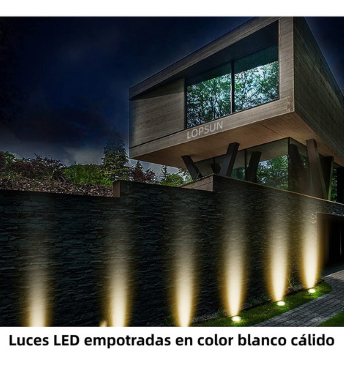 4 Lámpara Empotrada Led 9w Piso Jardín Exterior Impermeable NEGRO Blanco cálido