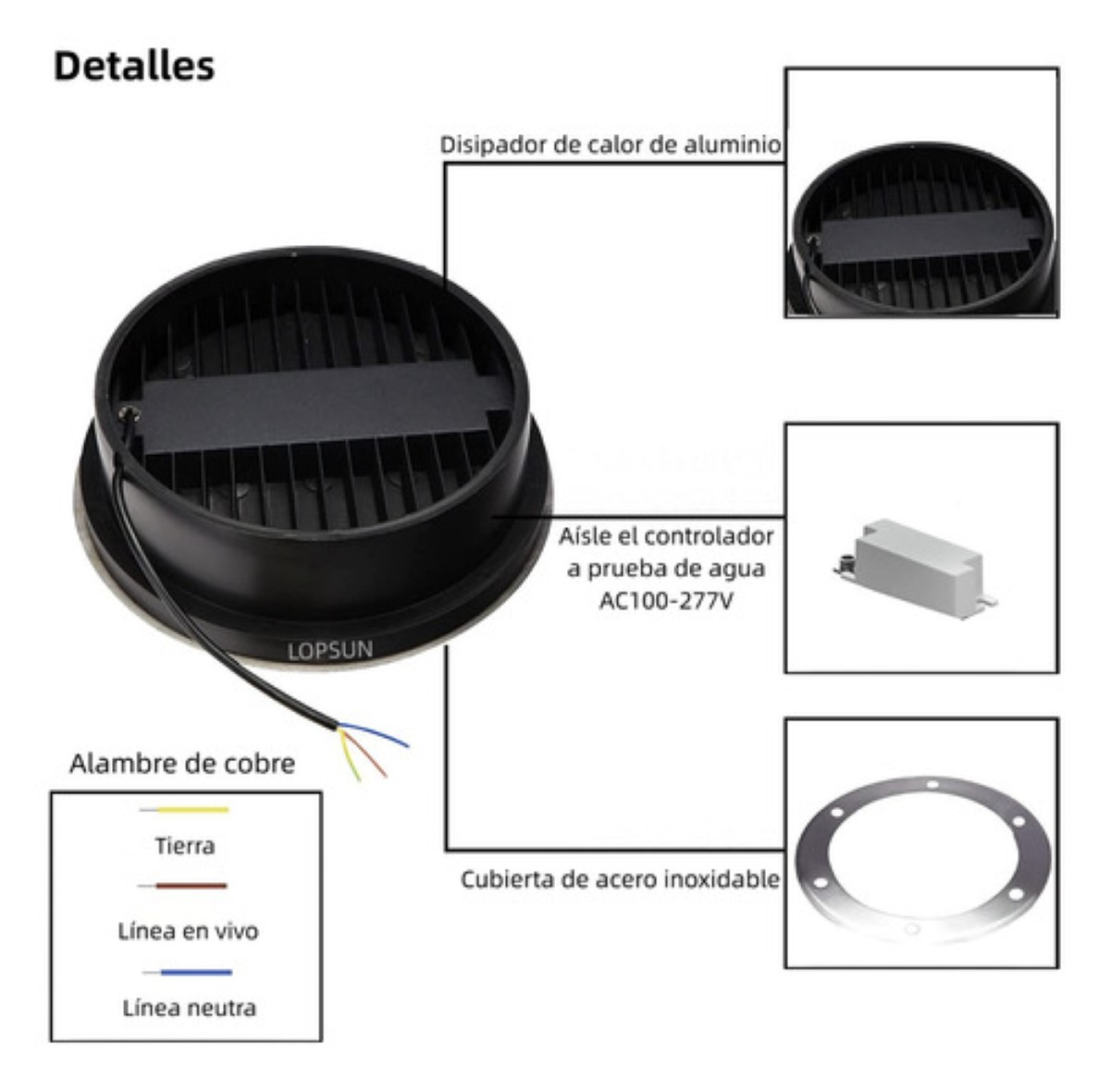 4 Lámpara Empotrada Led 9w Piso Jardín Exterior Impermeable NEGRO Blanco cálido