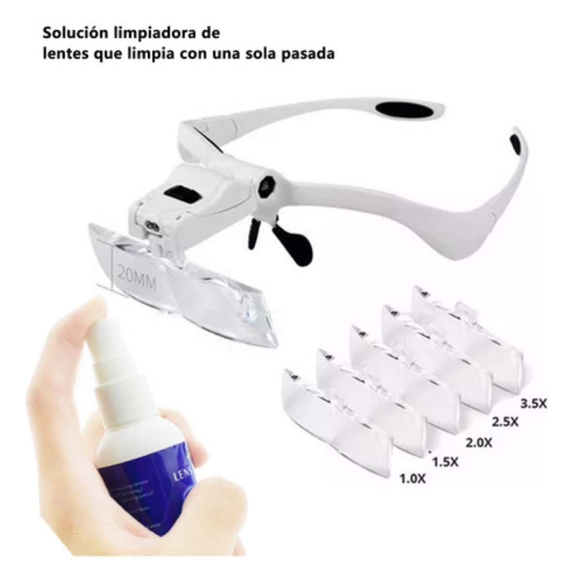 Lentes lupa luz led