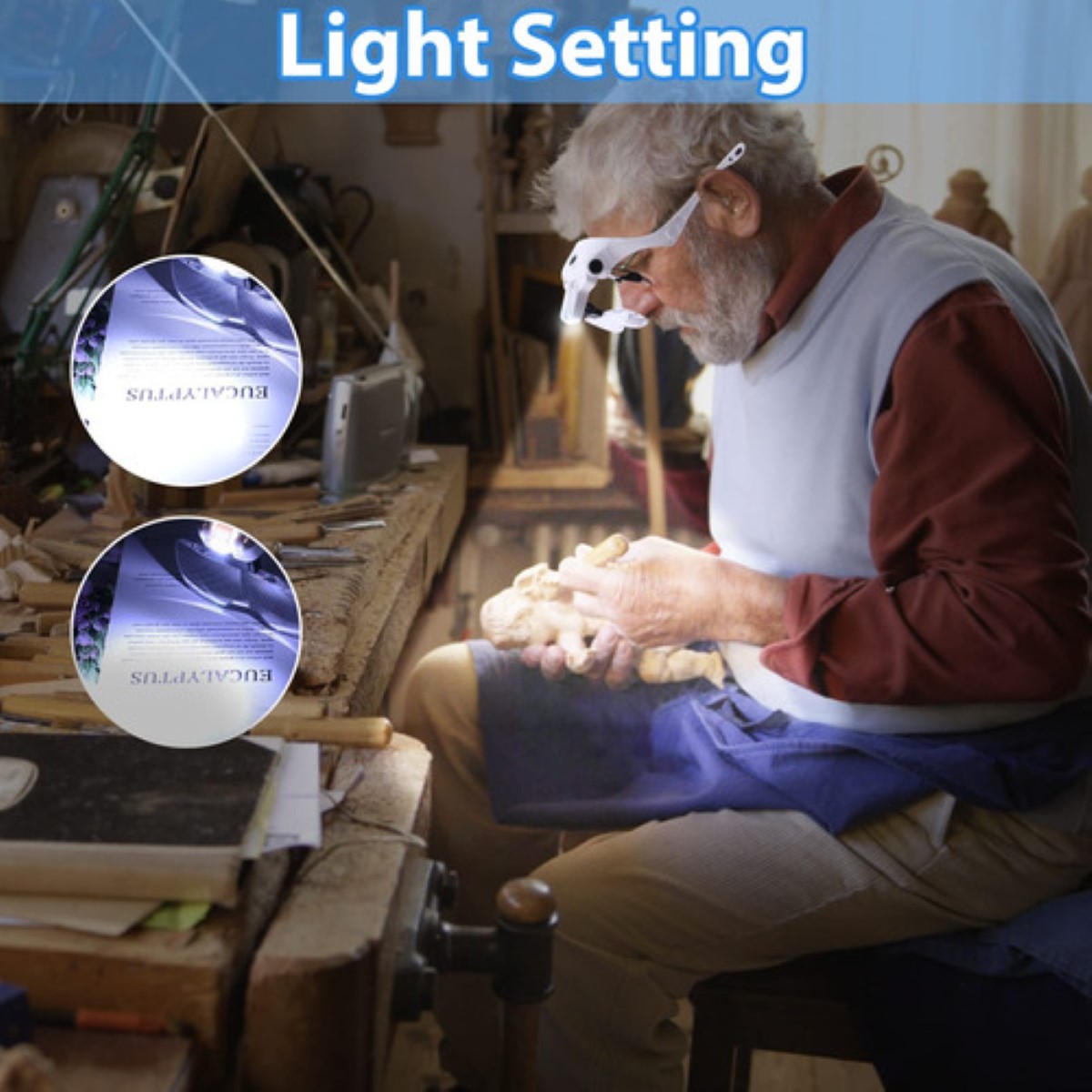 Lentes Lupa Luz Led Para Microblading, Pestañas, Manicura negro